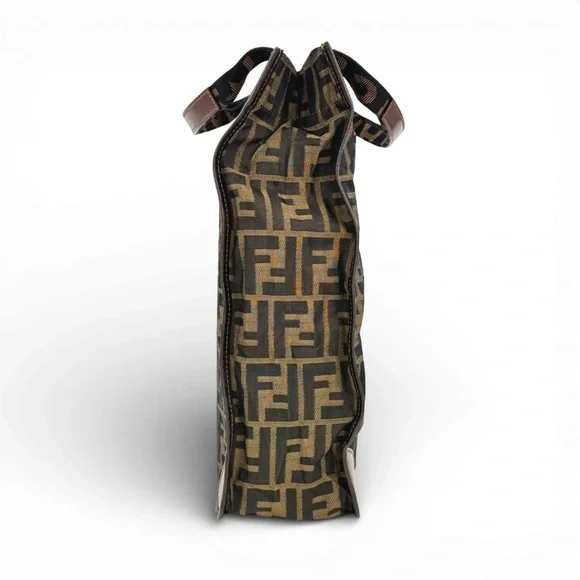 AUTH FENDI Tote Bag • Zucca Forever FF Fendi Logo Mania Monogram Tobacco Color - Picture 4 of 8